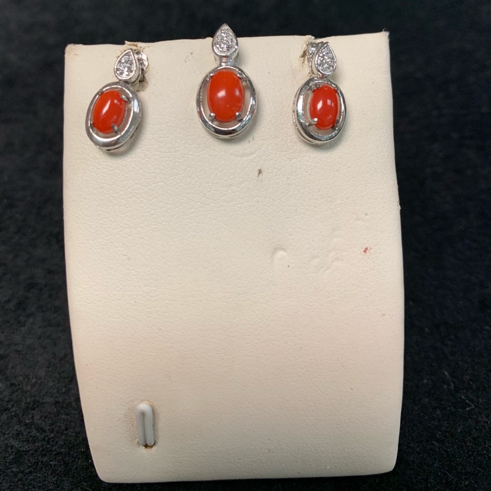 Red coral set S/S 925